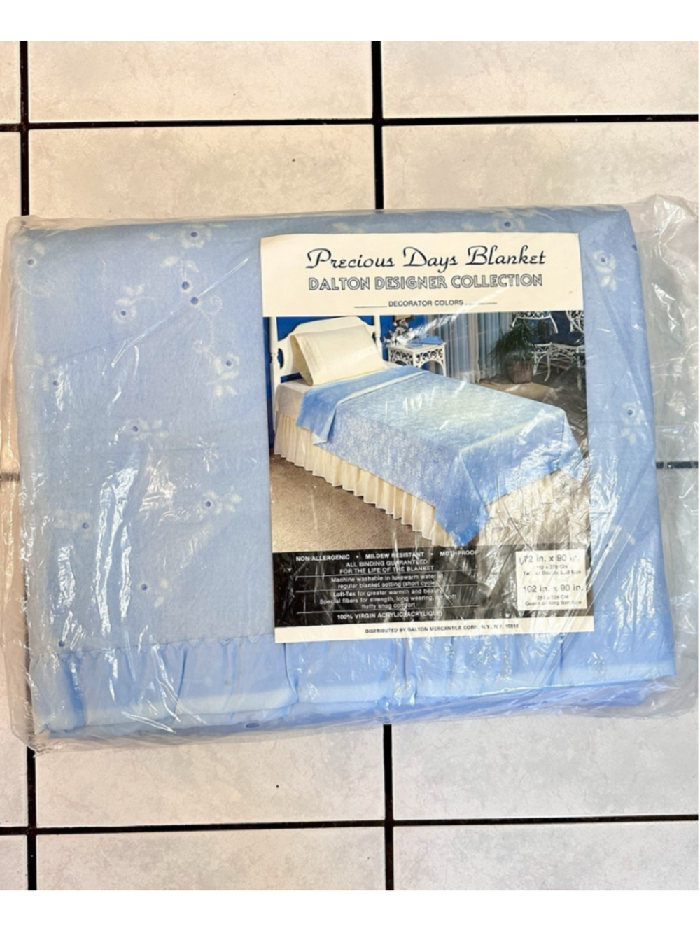 VTG Precious Days Blanket Dalton Designer Collection 72"x90" Blue 100% Acrylic F